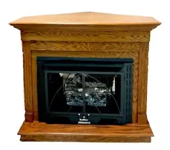Buck Stove Contemporary Corner Fireplace Mantel with Model 34 Manhattan Vent Free Gas Fireplace