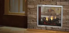 Outdoor Lifestyles Fortress Indoor/Outdoor See-Through Gas Fireplace with IntelliFire Touch Ignition System