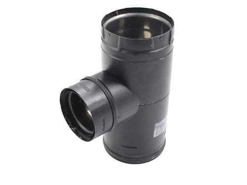 DuraVent PelletVent Pro 4" Increaser Adapter Tee with Clean-Out Tee Cap - Black (3PVP-TADX4B)