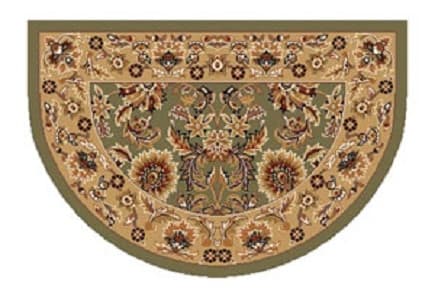 Green & Taupe Kashan Hearth Rug (6143SH)