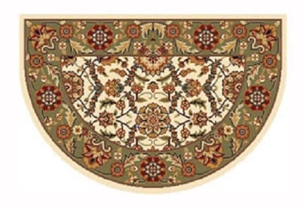 Ivory & Green Floral Hearth Rug (6144SH)