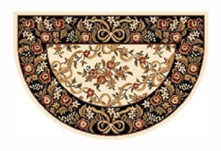 Ivory & Black Floral Hearth Rug (6145SH)