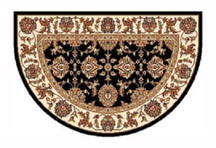 Black & Ivory Kashan Hearth Rug (6146SH)