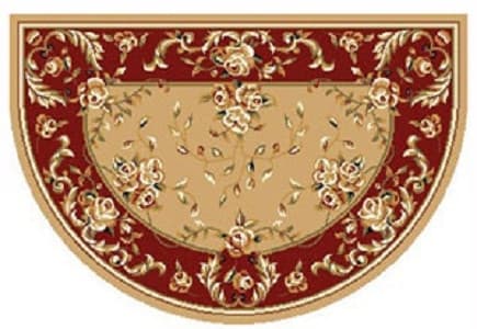 Coffee & Red Floral Hearth Rug (6151SH)