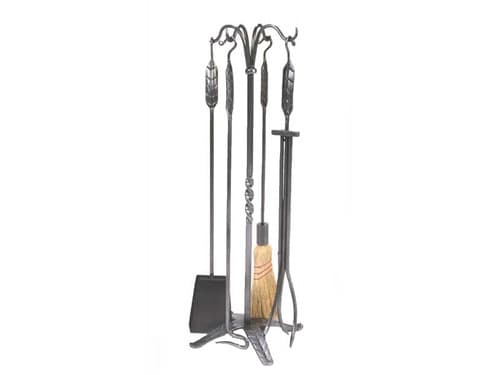 5 Piece Wrought Iron Tool Set with Large Leaf Handle (6537SH)