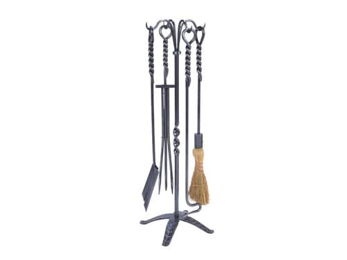 5 Piece Wrought Iron Tool Set with Rope Detail (6538SH)