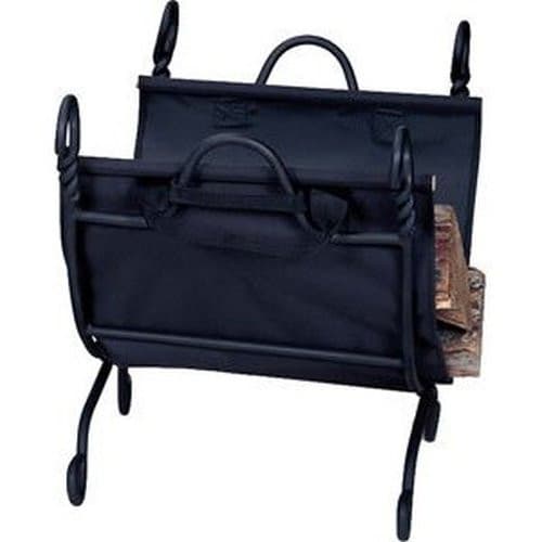 Black Wrought Iron Wood Holder with Ring & Swirl Detail (6580SH)