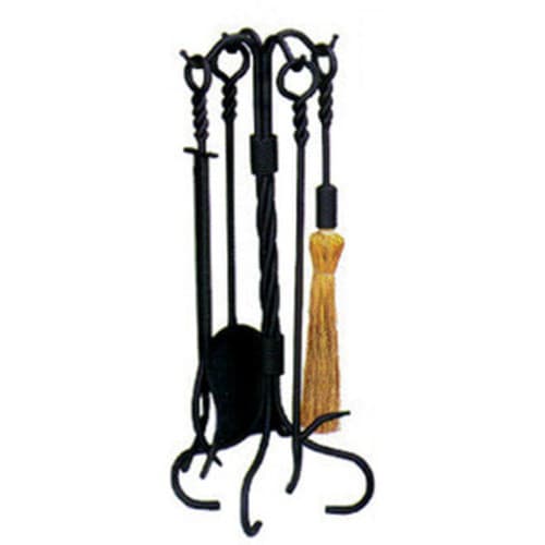 5 Piece Natural Wrought Iron Tool Set Rope Pattern (9464SH)