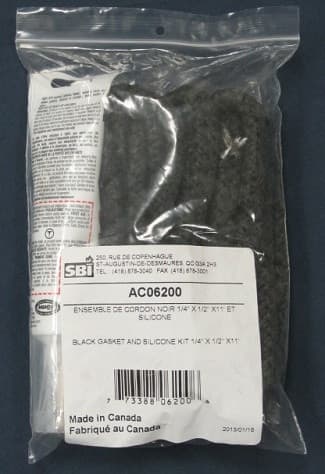 Enerzone and Flame 1/4" x 1/2" x 11' Black Gasket Kit (AC06200)
