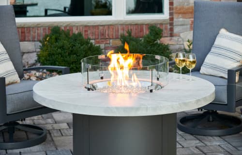 White Onyx Beacon Chat Height Gas Fire Pit Table (BC-20-WO)
