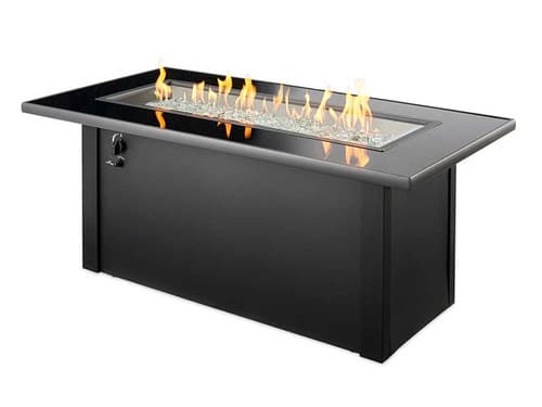 Monte Carlo Crystal Fire Pit Table with Black Glass Top (MCR-1242-BLK-K)