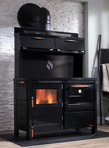 DS Stoves 420 Elite Series Wood and Coal Burning Cookstove with Three Panel Style Stovetop