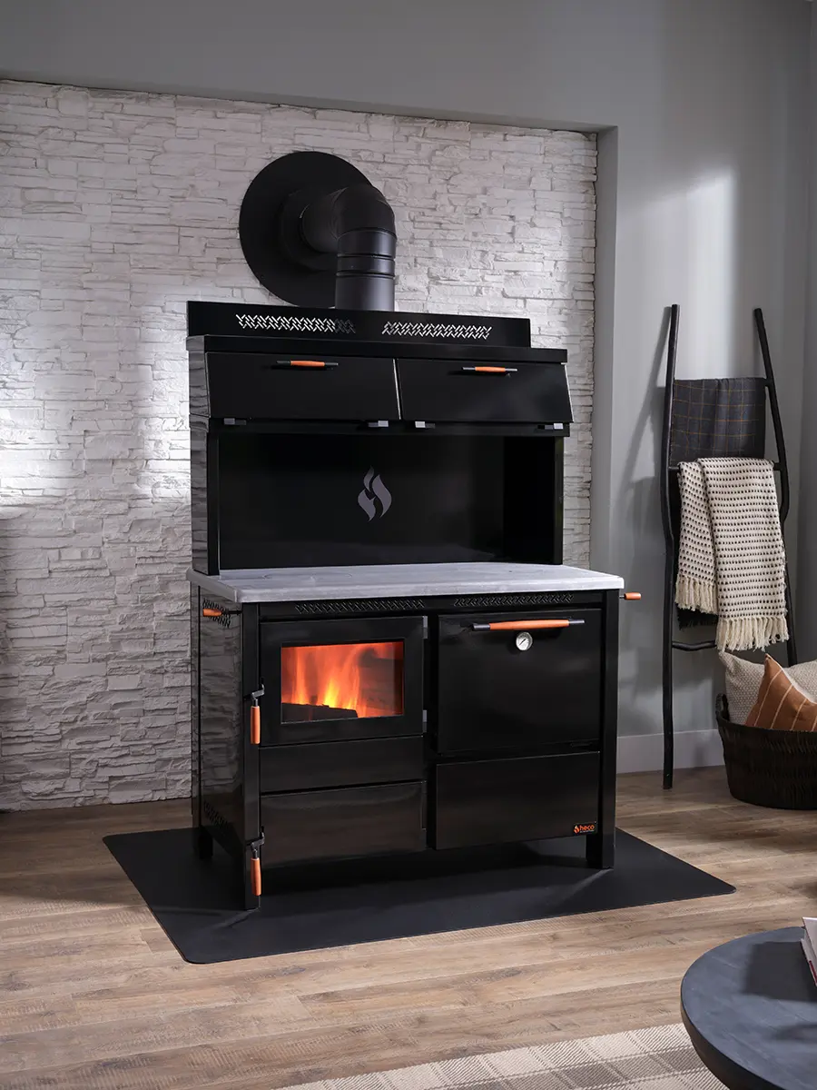 DS Stoves 420 Elite Series Wood and Coal Burning Cookstove with Polished Steel Stovetop