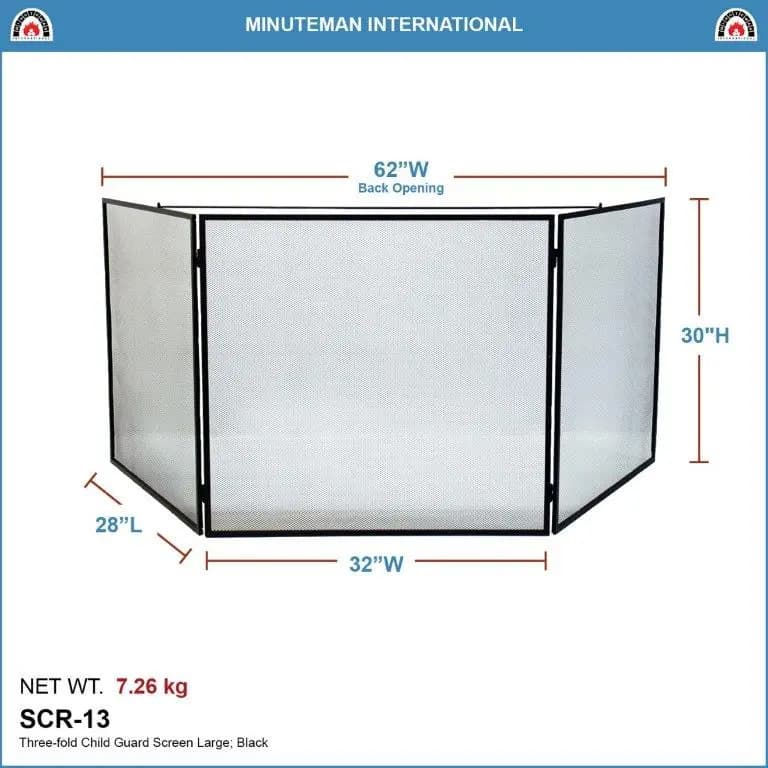 Minuteman Large Tri-Fold Fireplace Guard view 3