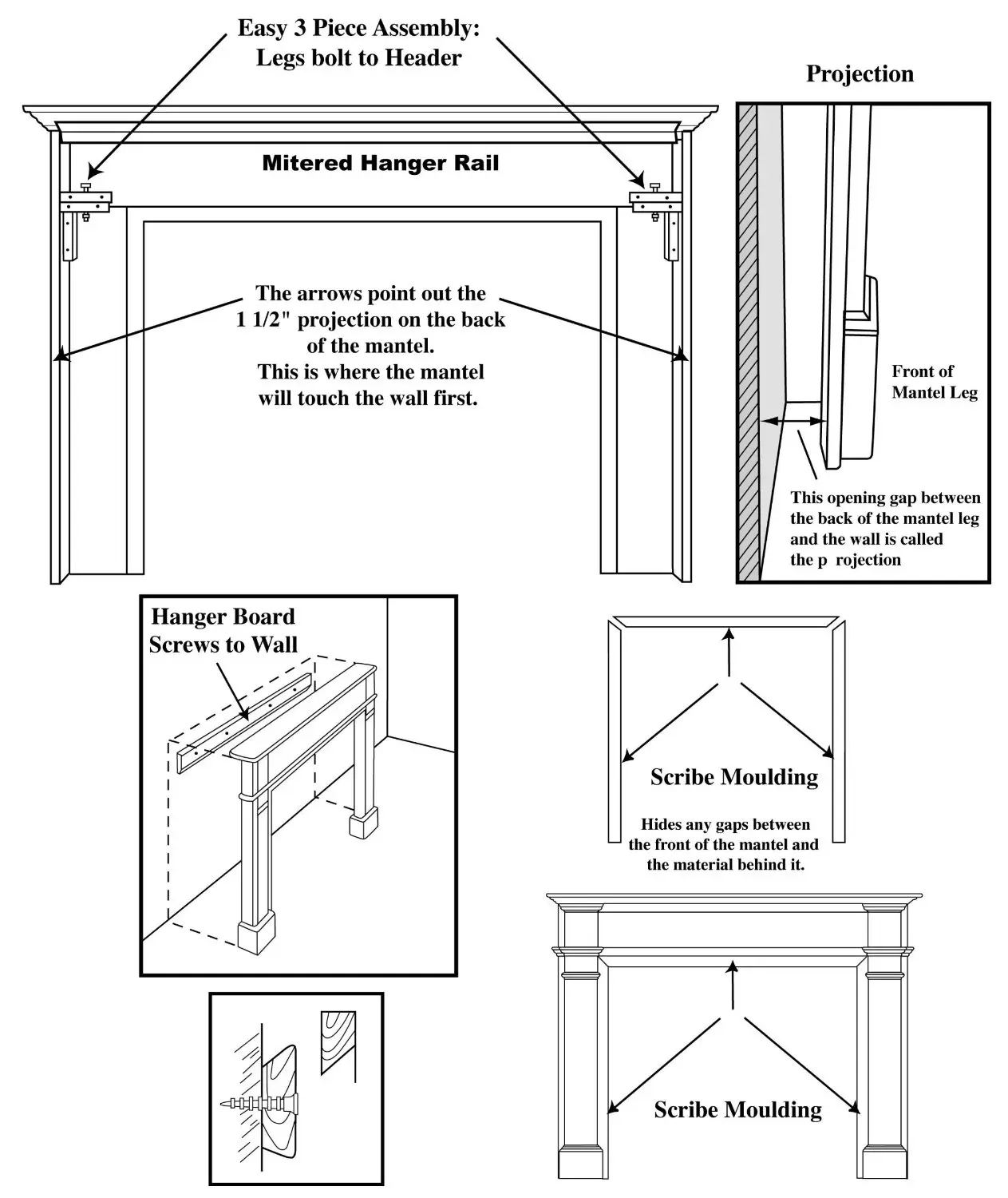 Pearl Mantels 134 Deauville Fireplace Mantel Surround view 2