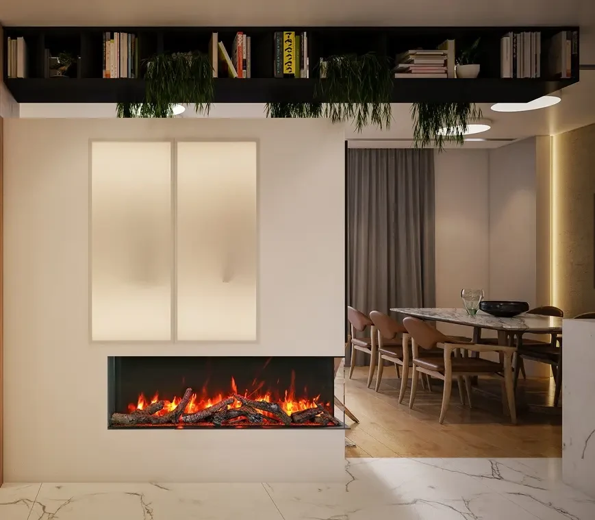 Amantii 60 Inch Tru-View Slim Built-In Smart Electric Linear Fireplace