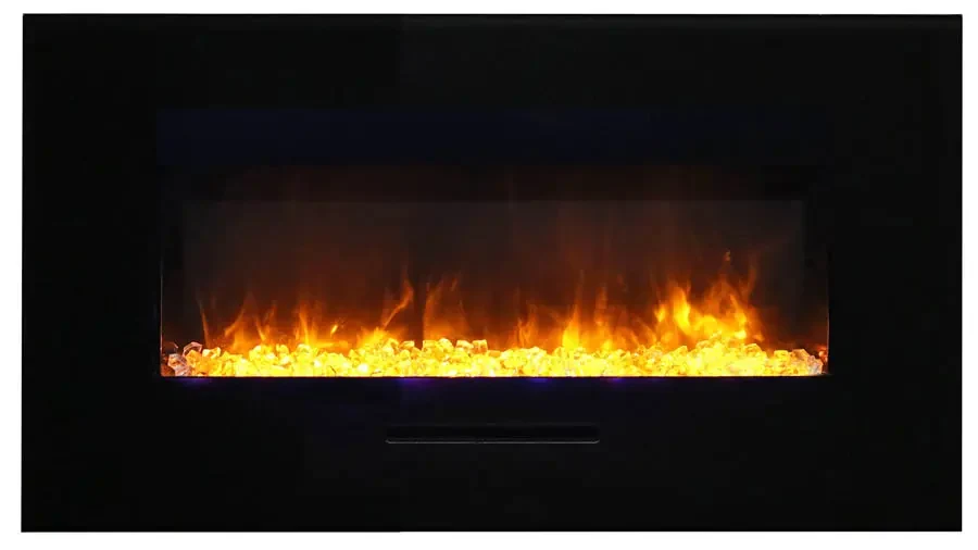Amantii 34 Inch Wall or Flush Mount Smart Electric Fireplace with Glass Surround