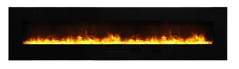 Amantii 88 Inch Wall or Flush Mount Smart Electric Fireplace with Glass Surround