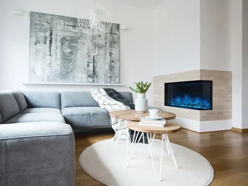 Modern Flames 96 Inch Landscape Pro Bay Front Peninsula Electric Linear Fireplace