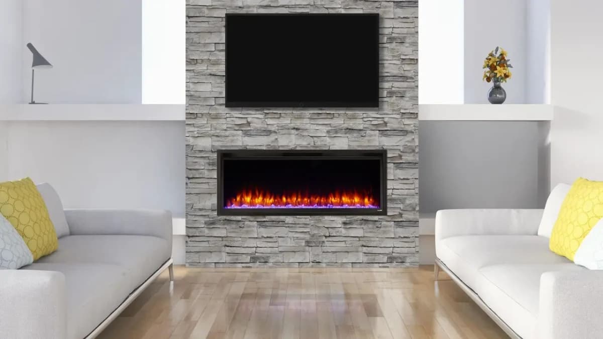 Simplifire 72 Inch Allusion Platinum Recessed Linear Electric Fireplace