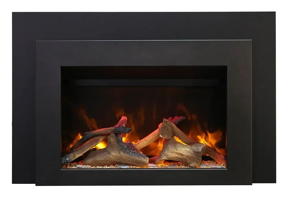 Amantii 34 Inch INS-FM Black Steel Electric Fireplace Insert (Modern)