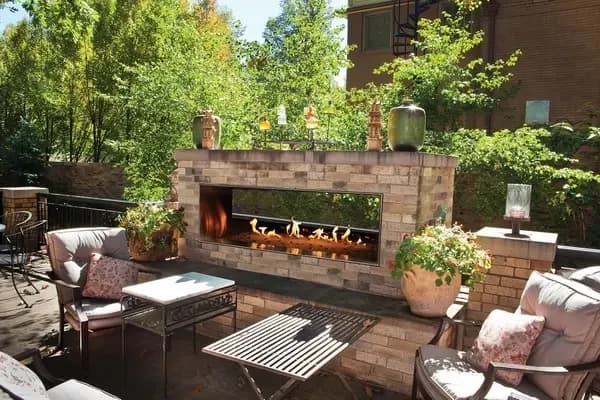 Empire OLL60SP12SN Carol Rose Outdoor Stainless Steel See-Through Linear Fireplace