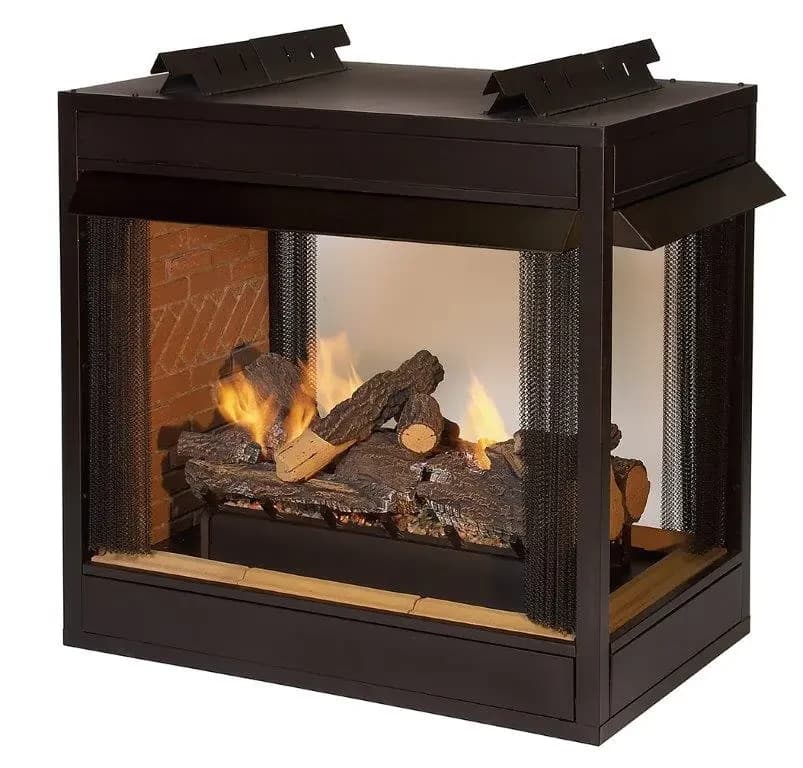 Empire 36 Inch Breckenridge Premium Vent Free Peninsula Gas Fireplace Firebox with Louvers
