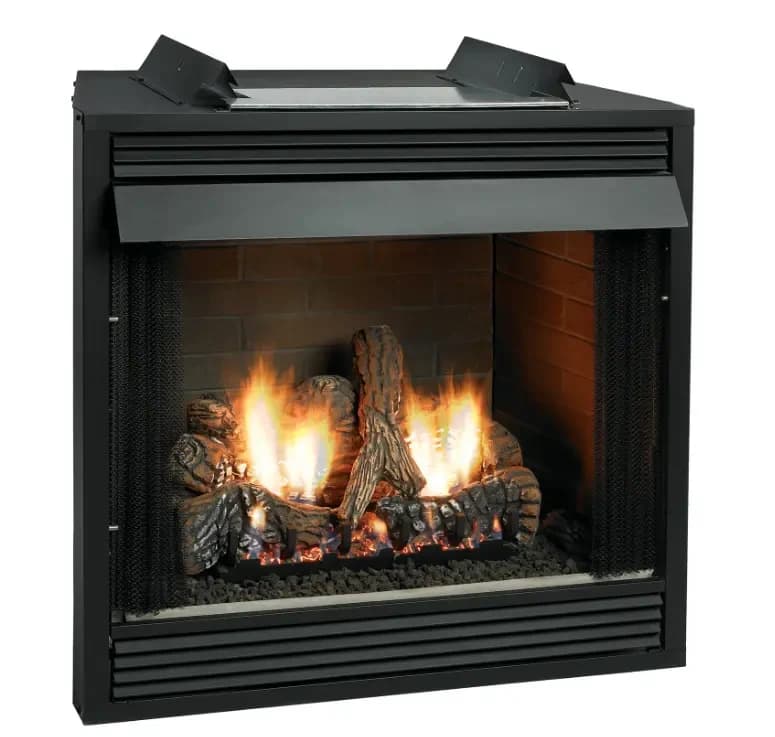 Empire 42 Inch Breckenridge Premium Vent Free Louvered Gas Fireplace Firebox with Traditional Brick Ceramic Liner