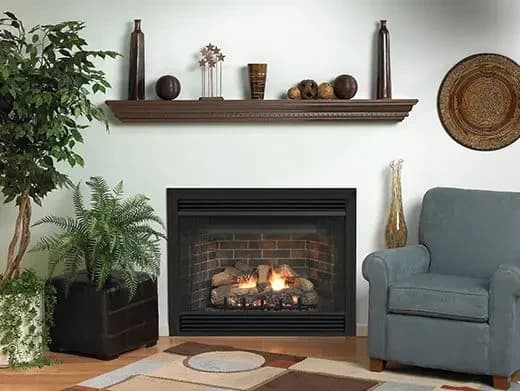 Empire 34 Inch Keystone Deluxe B-Vent Louvered Natural Gas Fireplace - Intermittent Pilot