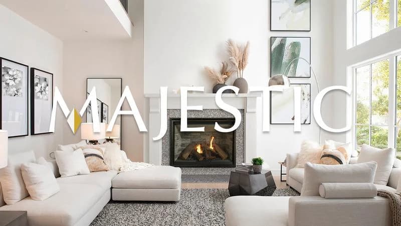 Majestic 36 Inch Meridian Platinum Gas Direct Vent Fireplace with Kenwood B Flush Mantel