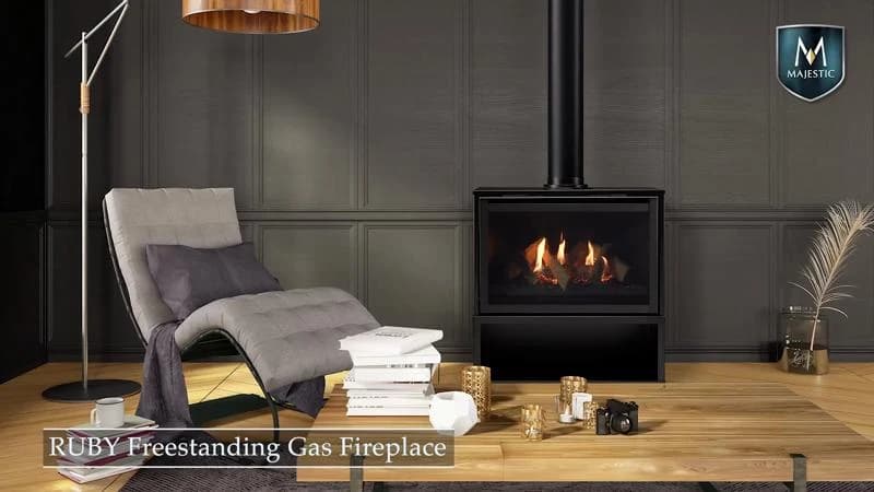 Majestic 30 Inch Ruby Direct Vent Gas Freestanding Fireplace with Intellifire Ignition