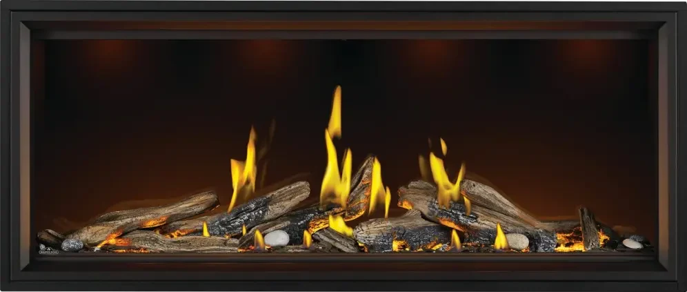 Napoleon 62 Inch Tall Vector Direct Vent Gas Linear Fireplace with Luminous Burner and LED Ember Bed