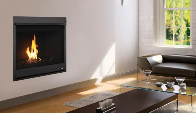 Superior DRC2033 Merit Series 33 Inch Top Vent Contemporary Fireplace with Fire Glass - Electronic Ignition