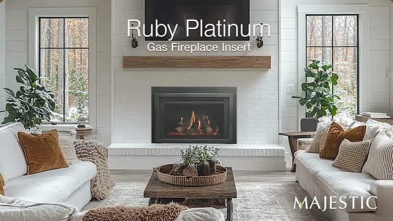 Majestic 30 Inch Ruby Platinum Direct Vent Gas Fireplace Insert with IntelliFire Touch Ignition