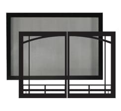 Empire Door Frame with Barrier Screen and Mission Arch Doors - Matte Black - Tahoe Deluxe 36 Inch Models